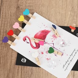 50 stuks - Mini houten wasknijpers - kleurrijke wasknijpers - houten clips - fotoclip - fotoclip houder - hartvormige houten clips - geschikt voor foto's bruiloften Kerstmis Valentijnsdag knutselwerk en decoraties — thumbnail 5