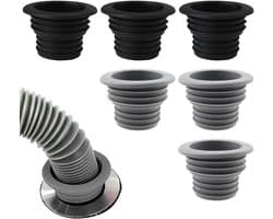 Set van 6 afdichtpluggen voor afvoeren van 33 tot 43 mm, adapter voor wasmachines, badkamers en keukens, ideaal voor lekkagepreventie en eenvoudige installatie