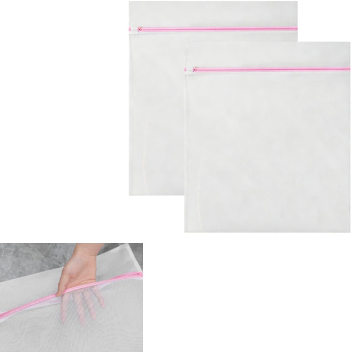 Waszakken - Set van 2 - Groot - 90 x 90 cm - Speciaal voor de wasmachine - Geschikt voor grote items zoals kleding, lakens en dekbedovertrekken - Wit — afbeelding 1
