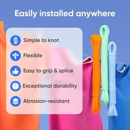 Waslijn Outdoor - Vervangend Koord - Kleding Drogen - Vezelversterkt Plastic - 60ft - Wit — thumbnail 4