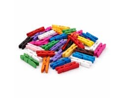 Kleine Wasknijpers Gekleurd – 35 Stuks – Mini Knijpertjes – Decoratie & Knutselen – Houten Knijpers Set — afbeelding 1
