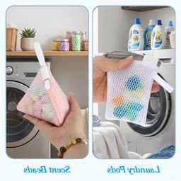 Mini-wasnetten set van 6, kleine driehoekige waszakken voor delicate kleding, anti-hechting en geurparels, polyester opbergtassen voor de wasmachine — thumbnail 4