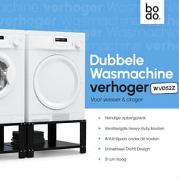 Bodo® - Wasmachine Verhoger - Dubbel - Kast - Ombouw met Plank - Zwart - 127x54x31cm — thumbnail 5