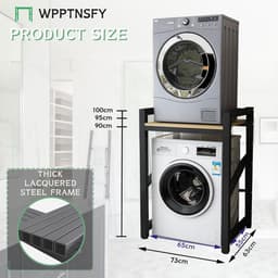 Stapelbare set voor wasmachine en droger, plank voor wasmachine, kast voor wasmachine en droger, plank boven de wasmachine, plank boven L (kleur: zwart) — thumbnail 5