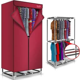 Elektrisch Verwarmd Droogrek - Kledingdroger Kast - Kleding Snel Drogen - Met Hetelucht Ventilator - 20 kg Capaciteit - Rood — thumbnail 1