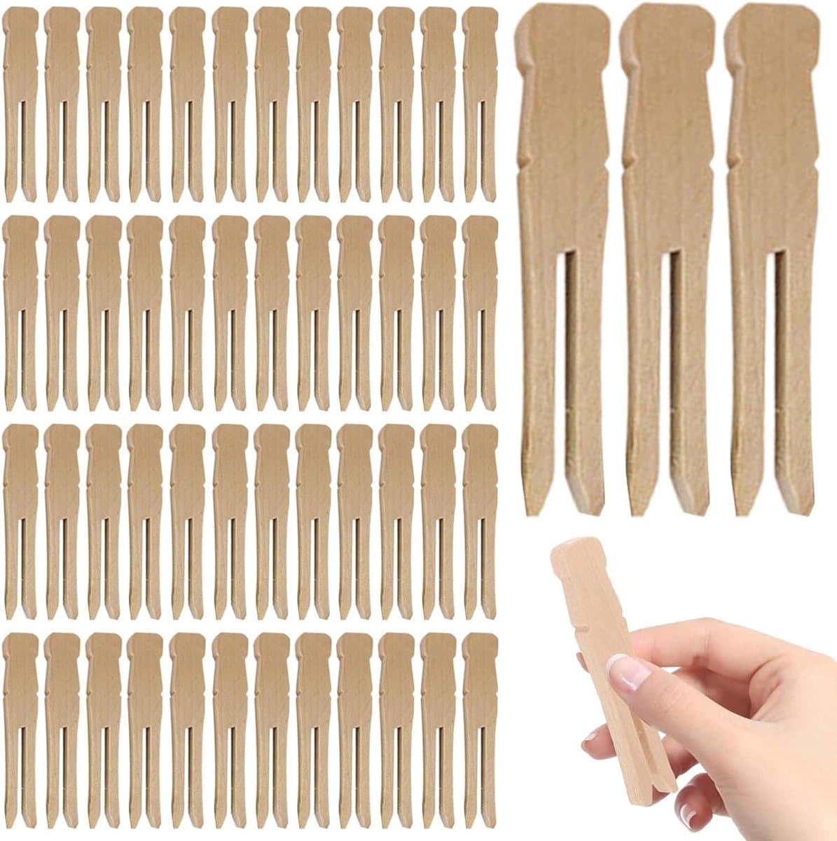Houten wasknijpers - Kleding spelden - Kleding ophangen - Milieuvriendelijk alternatief - 100 stuks - Natuurlijk — afbeelding 1