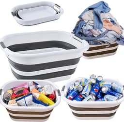 Mona - Opvouwbare Wasmand - 40L - Anti-slip Handvatten - Biało-szary — thumbnail 3