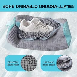 Robuuste Waszak voor Schoenen 39 x 19 cm - Herbruikbare Waszak met Rits voor 360° Reiniging van Sneakers en Sportschoenen in Grijs — thumbnail 5