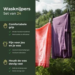 Gandria Wasknijpers 24 Stuks - Kunststof Wasknijpers - Set van 24 Plastic Knijpers - Wasrek Knijpers 10 Kg - Zwart/Wit en Wit/Zwart — thumbnail 5