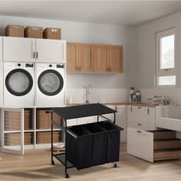 MKSS® Wasmand 3 Vakken - Wassorteerder - 120L - Zwart — thumbnail 2