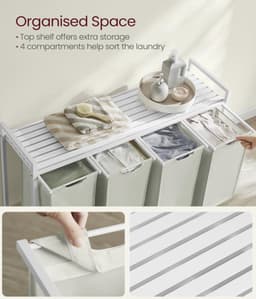 MIRA Home - Wasmand - Kast met wasmanden - Hout/Metaal - Wit - 33x166x72 — thumbnail 3