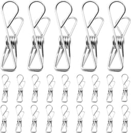 60 stuks - Knijpers - Wasknijpers - Kledinghaken - 58*14 mm - RVS - zilver - Kaartknijpers - Fotoknijpers - Voor Kleding, Sokken En Keuken - Voor Thuis En Kantoor — thumbnail 1