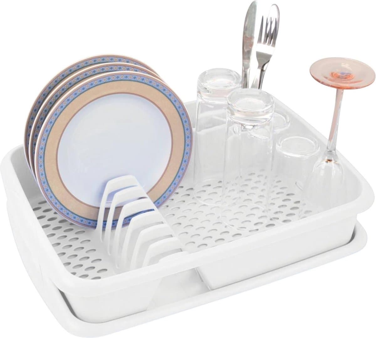 Ruimtebesparend Afdruiprek met Lekbak - 40 x 30 cm - Perfect voor Wastafel en Camping - Organiseer en Droog Servies Efficiënt — afbeelding 1