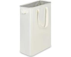 Wasmand - Smalle wasmanden met handvatten - Inklapbare wasmand voor vuile was - Voor wasruimte studentenkamer en slaapkamer - 20 x 40 x 60 cm - Gebroken wit — afbeelding 1