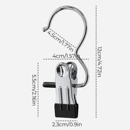 Multifunctionele Knijpers - Haken Kledingrek - Kleding Drogen - Roestvrij Staal - 12x23cm - 20 Stuks — thumbnail 3