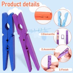 Houten Knijpers - Kleine Clips Decoratief - Foto's Ophangen - Niet-Markeren Tanden - 7 cm Lengte - Veelkleurig Set — thumbnail 5