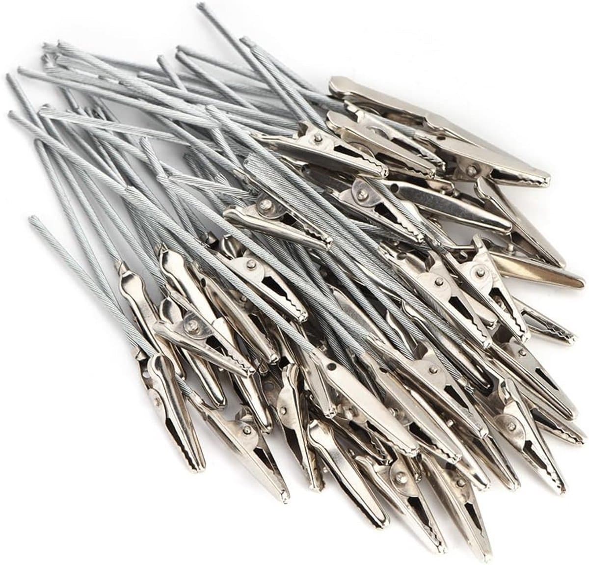 50 Stuks Metaaldraad Alligator Clips Lange Staart Metalen Sluiting voor Foto Kaarthouder Display — afbeelding 1