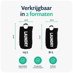 Wonair Wasmand – Waszak – Opvouwbaar – 81L – Zwart — thumbnail 2