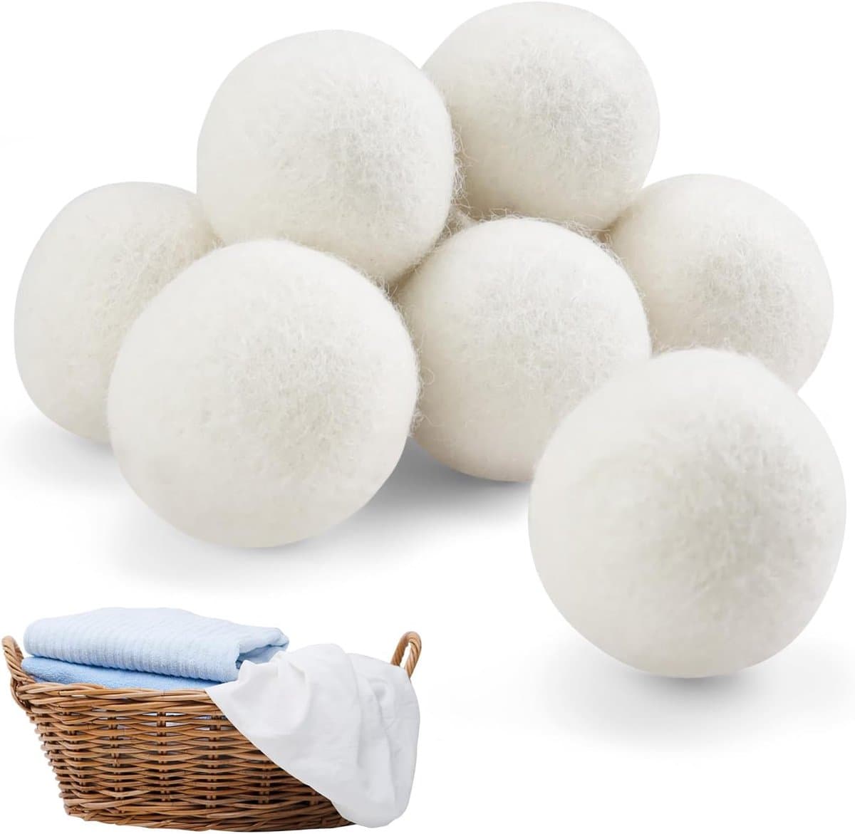 Set van 9 natuurlijke droogballen van 100% schapenwol voor wasdroger — afbeelding 1