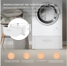 Zyrex® Wasmachine Verhoger - Wasmachine Verhoger met Lade - Wasmachine Sokkel Met Laadcapaciteit tot 150 KG - Wit - 63cm x 54cm x 32cm — thumbnail 4