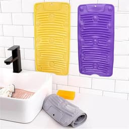 Washboard Wash Board Portable Household Non-slip Silicone Washboard Laundry Socks Small Washboard Washing Mat Universal for Home Laundry (Yellow) — thumbnail 2