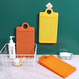 4 stuks Mini Washboard Plastic Non-slip Washing Hand Wash Board，for Household，31*16cm（Geel + Oranjerood + Oranje + Marineblauw） — thumbnail 4