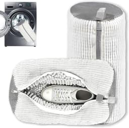 Famanu – 2 stuks schoenwaszakken - herbruikbaar en duurzaam - waszak voor schoenen - waszak voor schoenen met ritssluiting om de schoenen te beschermen (wit) - Wit — thumbnail 1