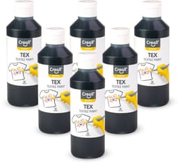 Creall Textiel- & Stoffenverf - Zwart - 6 x 250 ml - Machine wasbaar na fixatie - Voor T-shirts, jeans, schoenen, stoffen tassen, meubels en auto-interieurs/hemelbekleding — thumbnail 1