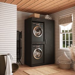 Wasophoogte® Wasmachine Kast Tokyo - Wasmachine verhoger - Wasmachine ombouw - 700(D)*1265(B)*2110(H) mm - Zwart — thumbnail 5