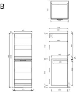 Wasophoogte® Wasmachine Kast Berlin - Wasmachine verhoger - Wasmachine ombouw - 700(D)*665(B)*2110(H) mm - Zwart — thumbnail 5