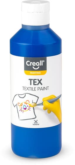 Creall Tex - Textiel- & Stoffenverf - Blauw - 250ml - Machine wasbaar na fixatie - Voor T-shirts, jeans, schoenen, stoffen tassen, meubels en auto-interieurs/hemelbekleding - Gemaakt in NL - Glutenvrij — thumbnail 1