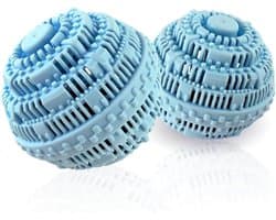 Set van 2 wasballen — Groot formaat — Natuurlijke, chemicaliënvrije wasballen voor wasmachines — Anti-klit wasballen (Lichtblauw)