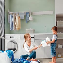 Uittrekbaar wasrek, 100 cm, ruimtebesparend, wit roestvrijstaal, inklapbaar, wandwasrek om kleding op te hangen, voor binnen, badkamer, balkon — thumbnail 5