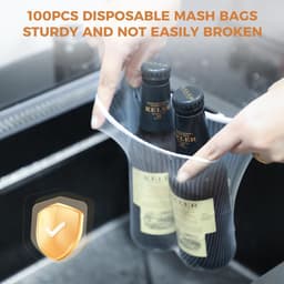 Keukenafvoerfilter met filterzeef, afvalfiltermand met zuignap, opvouwbaar droogrek voor groenten en fruit (zwarte afvoerfilter + 100 filterzeven) — thumbnail 2