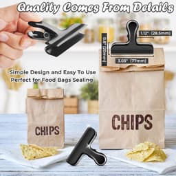 6 Zwarte Zakclips RVS voor Voedselzakken en Chipzakken — thumbnail 3