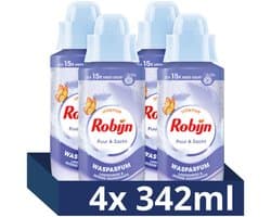 Robijn - Intense Wasparfum - Puur & Zacht - 4 flessen x 342 ml - Voordeelverpakking