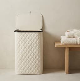 MAZAZU Wasmand met Deksel - 100 Liter - Uitneembare Binnenzak - Bamboe Frame - Crème Wit - Opvouwbare Wasbox - 44x33x69 cm — thumbnail 4