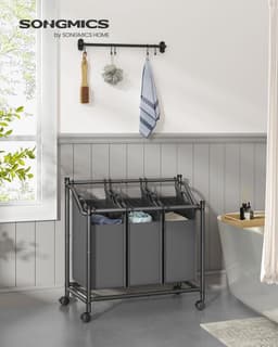 Wasmand – Met wielen – 3x45L – Leigrijs — thumbnail 4