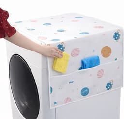 Koelkast Afdekhoes met Opbergvakken – PEVA Waterdicht, Olie- en Stofdicht – Multifunctionele Koelkast Cover met Hangende Opbergtas – Voor Koelkast of Wasmachine – 130×55 cm – Small Planet Design — thumbnail 1