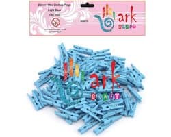 100 Mini Houten Wasknijpers Lichtblauw Klein