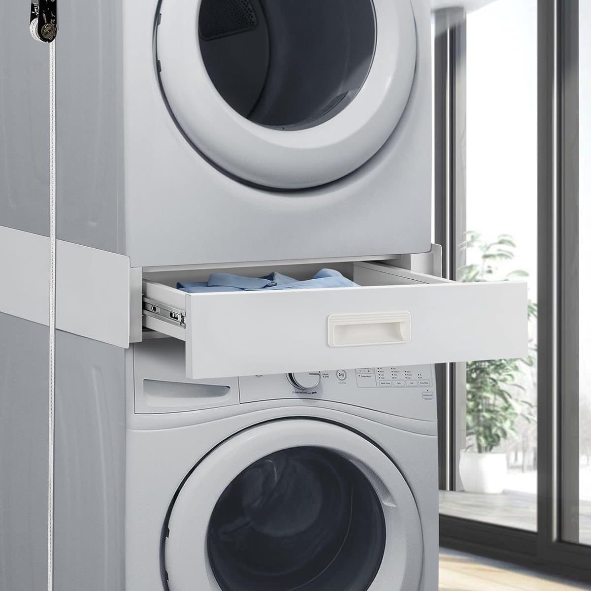 Stapelkit Met Lade - Wasstapelaar - Wasmachine Combineren - Universeel 60cm - 60x54cm - Wit — afbeelding 1