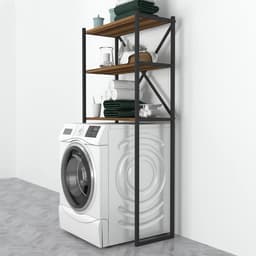 Ombouwkast voor wasmachine 160x66x34 cm met zwarte en walnootkleurige afwerking — thumbnail 4