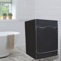Wasmachine hoes - Wasmachine Beschermer - Wasmachine beschermer - Oxford doek - Wasmachine overtrek - Waterdicht, Zonwerend en Stofdicht - Wasdroger beschermhoes - Past op de meeste machines met voorlader - 60 x 55 x 85 CM - Zwart — thumbnail 2