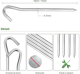 Grondankers - Set van 12 stuks 18 cm tentpalen, Aluminiumlegering grondvastzettingen extreem stabiel voor camping en buitenpicknick wandelen vissen — thumbnail 2
