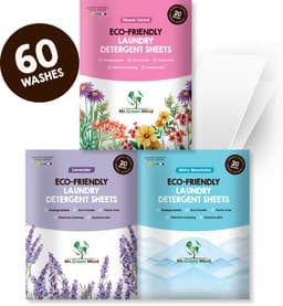 Proefpakket Wasstrips ECO 60 Wasbeurten in 3 Geuren Milieuvriendelijke Wasmiddeldoekjes Wasvellen Wasmiddel Voordeelverpakking incl. wasverzachter wasdoekje — thumbnail 1