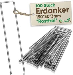 Grondankers 100 stuks - RVS en gegalvaniseerde haringen voor grondbevestiging - 150 mm x 30 mm x Ø 3 mm — thumbnail 1
