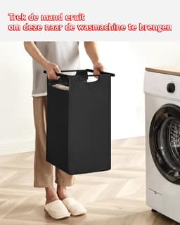 Hoppa! - Wasmand - 2 Vakken - Vintage Zwart - Uitschuifbaar en Uitneembaar — thumbnail 2
