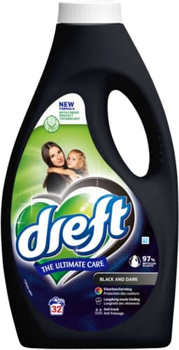 2 x Dreft Vloeibaar Wasmiddel Zwart & Donker 32 Wasbeurten 1,4 liter - Wasmiddel - Donkere Kleding - Kleurbescherming - Wasverzachter - Vlekkenverwijderaar — thumbnail 2