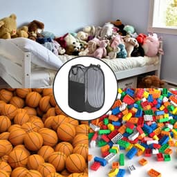 Wasmand - waszakken - wasmand voor vuile was - opvouwbare opbergmand - mesh opbergmand - pop up wasmand - met handvat - geschikt voor het opbergen van kleding, handdoeken, basketballen en speelgoed (36*58cm - zwart) — thumbnail 4
