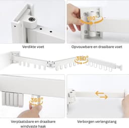 White-Label® Wanddroogrek - Droogrek Inklapbaar - Wasrek - Droogtoren - Droogrekken - Wit — thumbnail 2